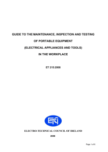 GUIDE TO THE MAINTENANCE, INSPECTION AND TESTING  OF PORTABLE EQUIPMENT