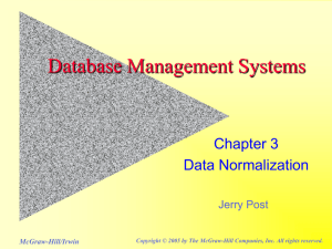 Database Management Systems Chapter 3 Data Normalization Jerry Post