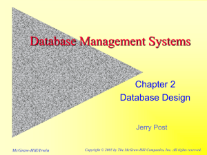 Database Management Systems Chapter 2 Database Design Jerry Post