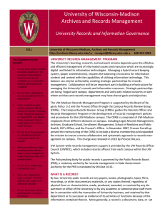 University of Wisconsin-Madison Archives and Records Management  University Records and Information Governance