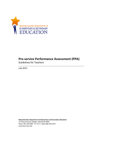 Pre-service Performance Assessment (PPA) Guidelines for Teachers  July 2013