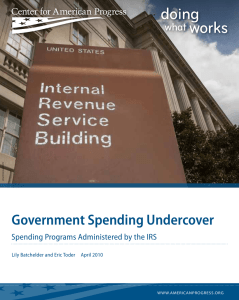 Government Spending Undercover Spending Programs Administered by the IRS