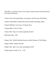 This PDF is a selection from an out-of-print volume from... of Economic Research Volume Title: Horizontal Equity, Uncertainty, and Economic Well-Being