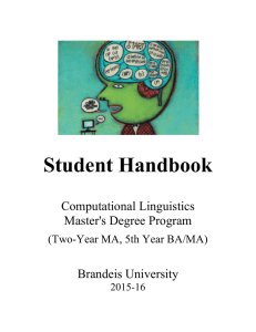 Student Handbook Computational Linguistics Master's Degree Program Brandeis University