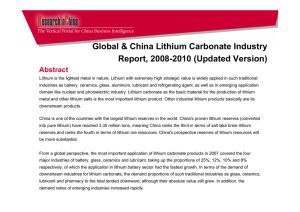 Global &amp; China Lithium Carbonate Industry Report, 2008-2010 (Updated Version) Abstract