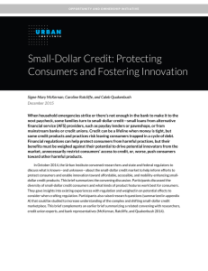 Small-Dollar Credit: Protecting Consumers and Fostering Innovation