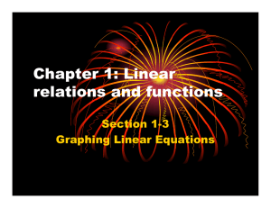Chapter 1: Linear relations and functions Section 1-3 Graphing Linear Equations