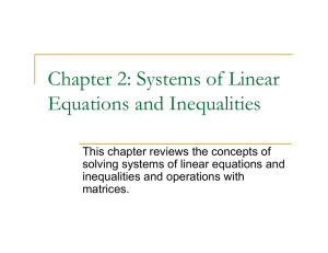 Chapter 2: Systems of Linear Equations and Inequalities