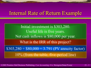 Internal Rate of Return Example