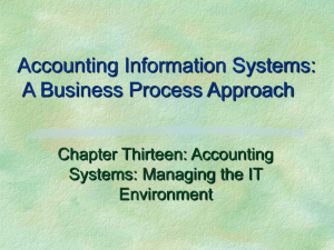 Accounting Information Systems: A Business Process Approach Chapter Thirteen: Accounting