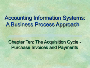 Accounting Information Systems: A Business Process Approach Purchase Invoices and Payments