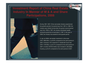 Investment Report of China Real Estate Participations, 2008