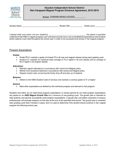 Houston Independent School District Non-Vanguard Magnet Program Entrance Agreement, 2015-2016