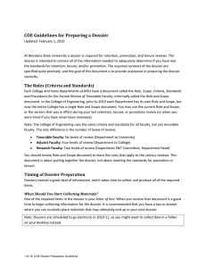 COE Guidelines for Preparing a Dossier