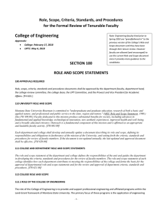 College of Engineering Role, Scope, Criteria, Standards, and Procedures