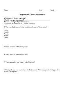 Congress of Vienna Worksheet