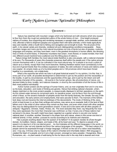 Early Modern German Nationalist Philosophers  Document 1