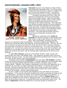 American Biography - Tecumseh (1768? – 1813)