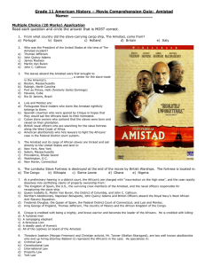 Grade 11 American History – Movie Comprehension Quiz:  Amistad Application