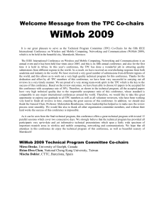WiMob 2009 Welcome Message from the TPC Co-chairs
