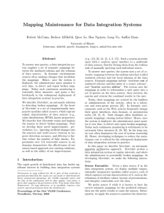 Mapping Maintenance for Data Integration Systems Abstract