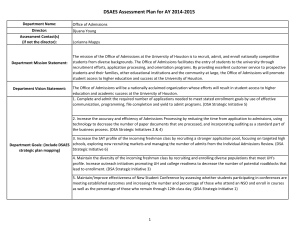 DSAES Assessment Plan for AY 2014-2015