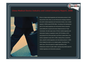 China Medical Device Industry and Listed Company Report, 2008