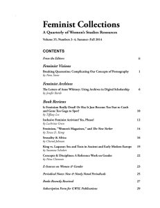 Feminist Collections Feminist Visions Feminist Archives A Quarterly of Women’s Studies Resources