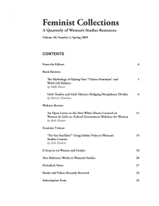 Feminist Collections A Quarterly of Women’s Studies Resources CONTENTS