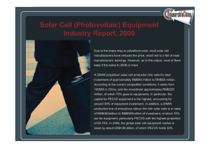 Solar Cell (Photo oltaic) Eq ipment Solar Cell (Photovoltaic) Equipment