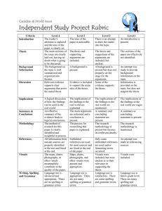 Independent Study Project Rubric Canadian &amp; World Issues