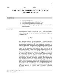 LAB 2 - ELECTROSTATIC FORCE AND COULOMB’S LAW