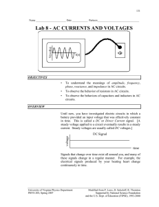 Lab 8 - AC CURRENTS AND VOLTAGES