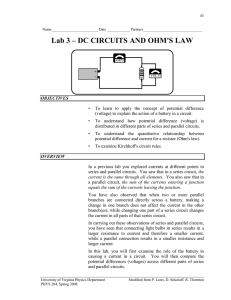 Lab 3 – DC CIRCUITS AND OHM'S LAW