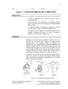 Lab 4 – CAPACITORS &amp; RC CIRCUITS