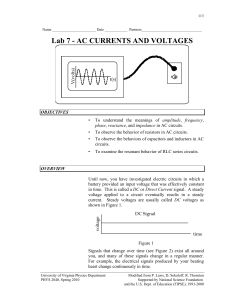 Lab 7 - AC CURRENTS AND VOLTAGES