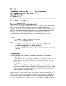 CS 1803 Individual Homework 12 –   Your Program