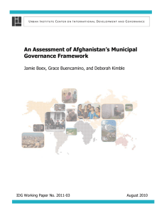 An Assessment of Afghanistan’s Municipal Governance Framework