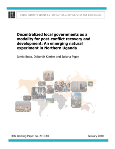 Decentralized local governments as a modality for post-conflict recovery and