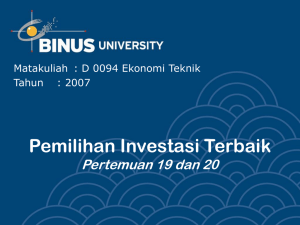 Pemilihan Investasi Terbaik Pertemuan 19 dan 20 Tahun