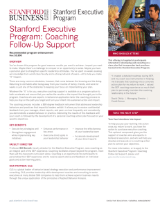 Stanford Executive Program: Coaching Follow-Up Support Recommended program enhancement