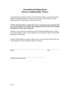 Journalism Reading Room Patron Confidentiality Waiver