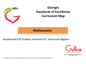 Georgia Standards of Excellence Curriculum Map