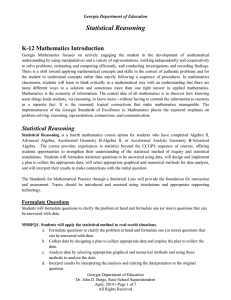 Statistical Reasoning  K-12 Mathematics Introduction Georgia Department of Education