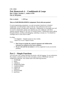 CS 1301 Pair Homework 4 –  Conditionals &amp; Loops