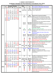     Academic Calendar for First Semester of Academic Year 2013