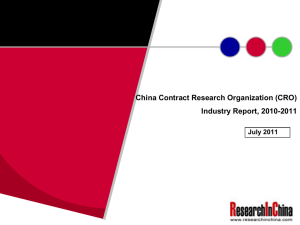 China Contract Research Organization (CRO) Industry Report, 2010-2011 July 2011