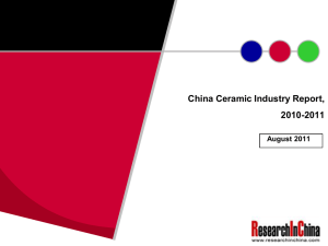 China Ceramic Industry Report, 2010-2011 August 2011