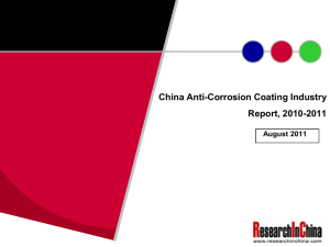 China Anti-Corrosion Coating Industry Report, 2010-2011 August 2011