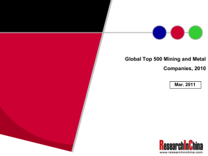 Global Top 500 Mining and Metal Companies, 2010 Mar. 2011
